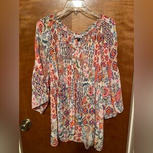 Plus Size 3/4 Sleeve Multicolor Top